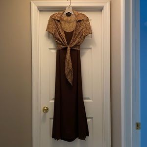 Kay Unger leopard print maxi dress